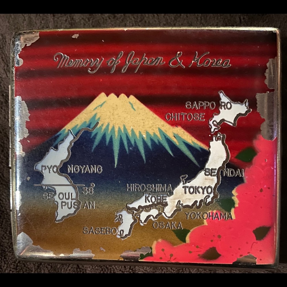 Vintage 1950 Painted Japan & Korea Cigarette Case
